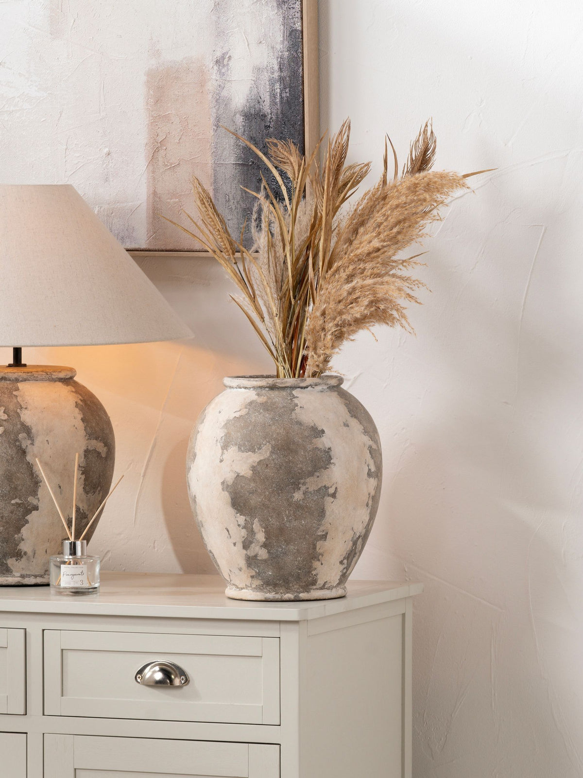 Pacific Lifestyle beige stoneware urn vase 31cm, UK version