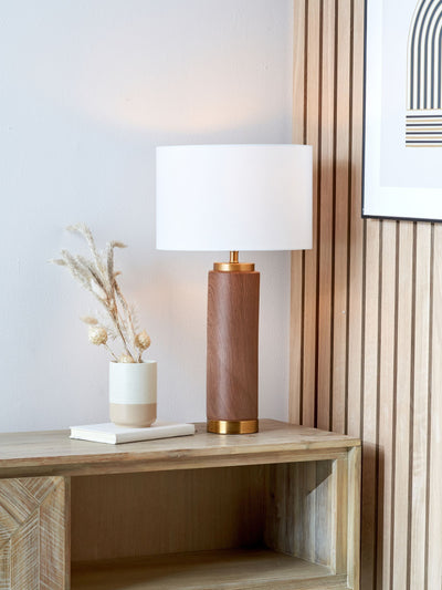 Next Pacific Wood Effect Ceramic Tall Table Lamp- Buy online at McGrocer