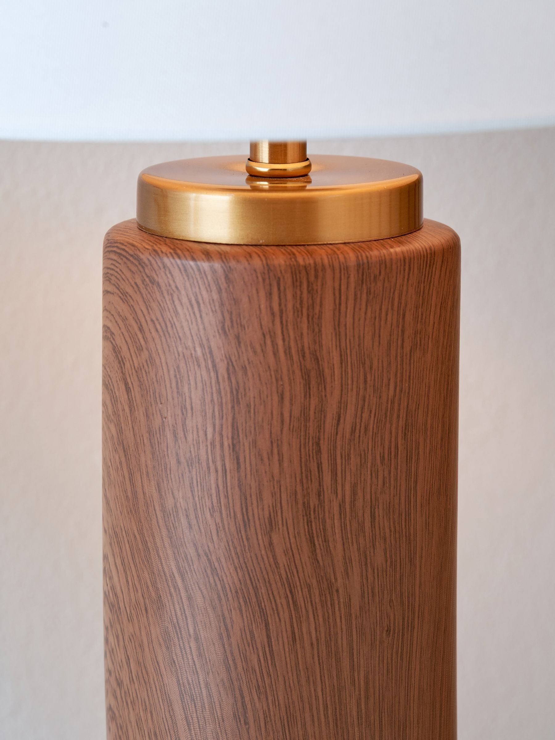 Wood effect ceramic table lamp 55cm, UK version