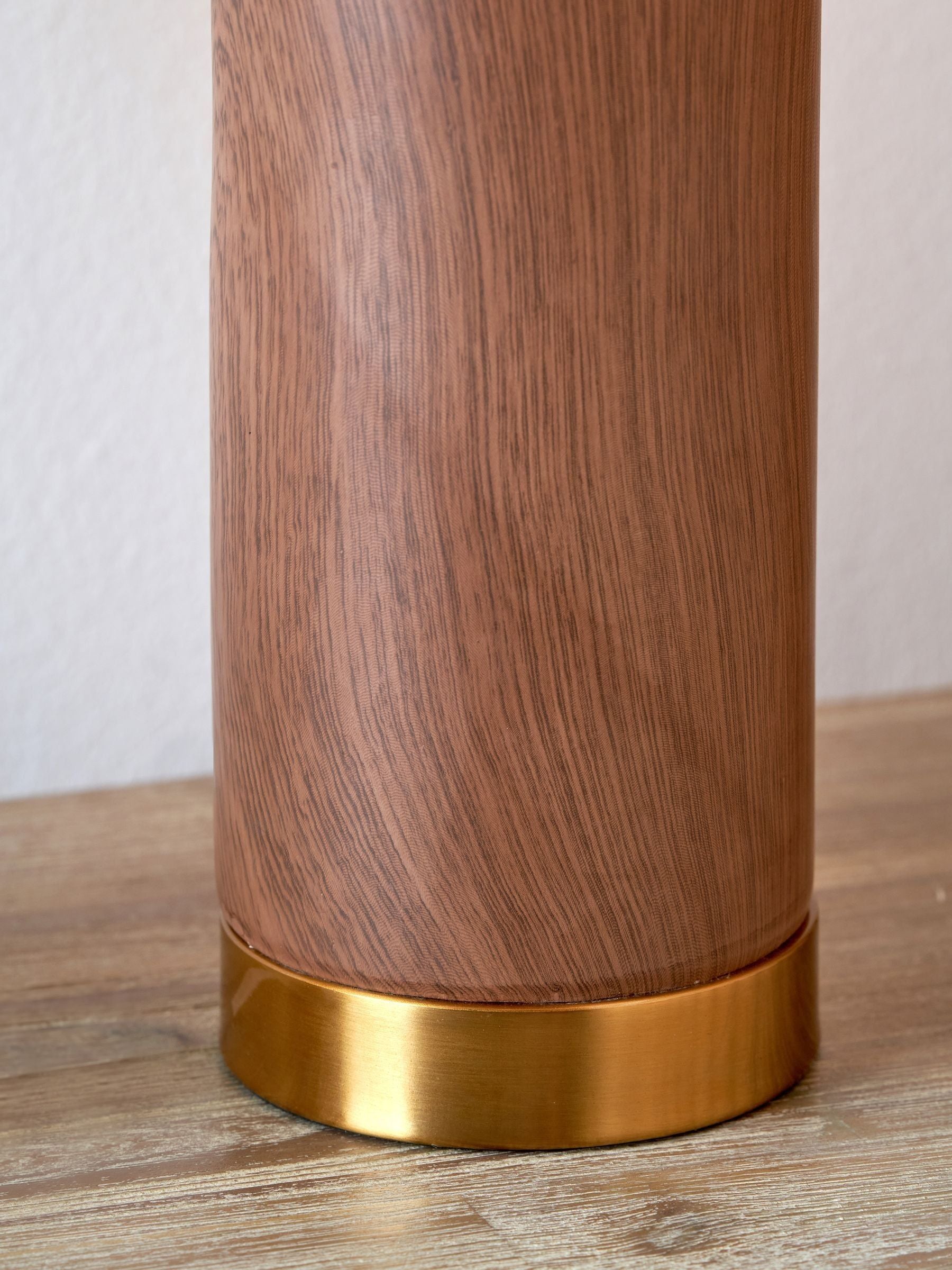Wood effect ceramic table lamp 55cm, UK version