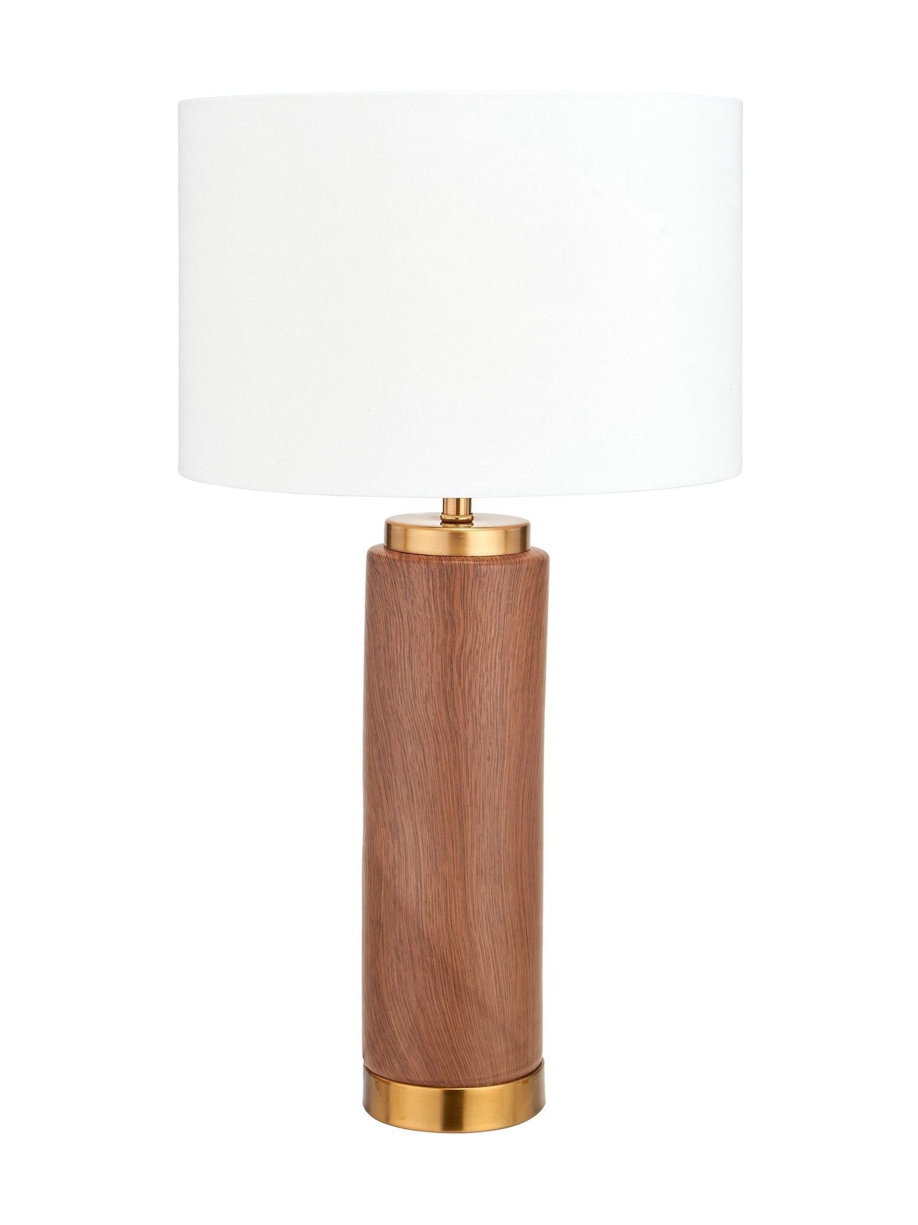 Wood effect ceramic table lamp 55cm, UK version