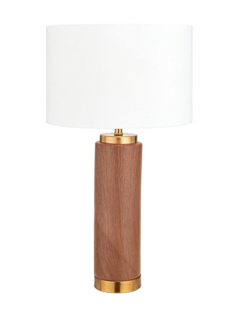 Wood effect ceramic table lamp 55cm, UK version