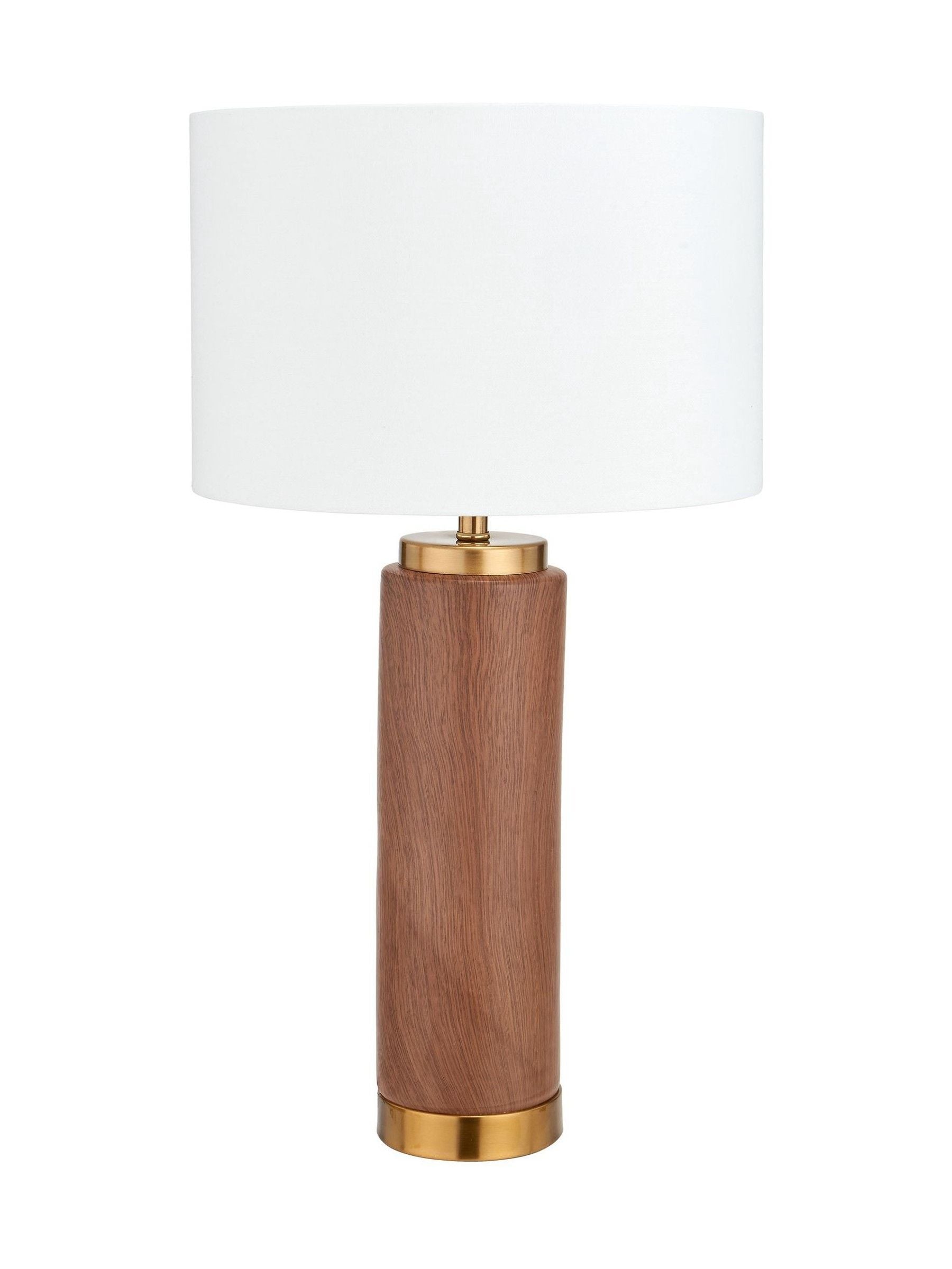 Wood effect ceramic table lamp 55cm, UK version