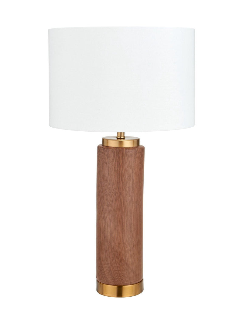 Wood effect ceramic table lamp 55cm, UK version
