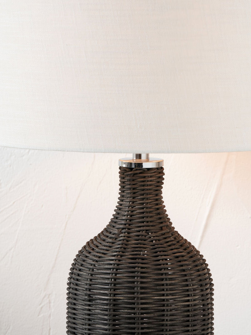 Table lamp dark brown rattan bottle 62cm (British brand)