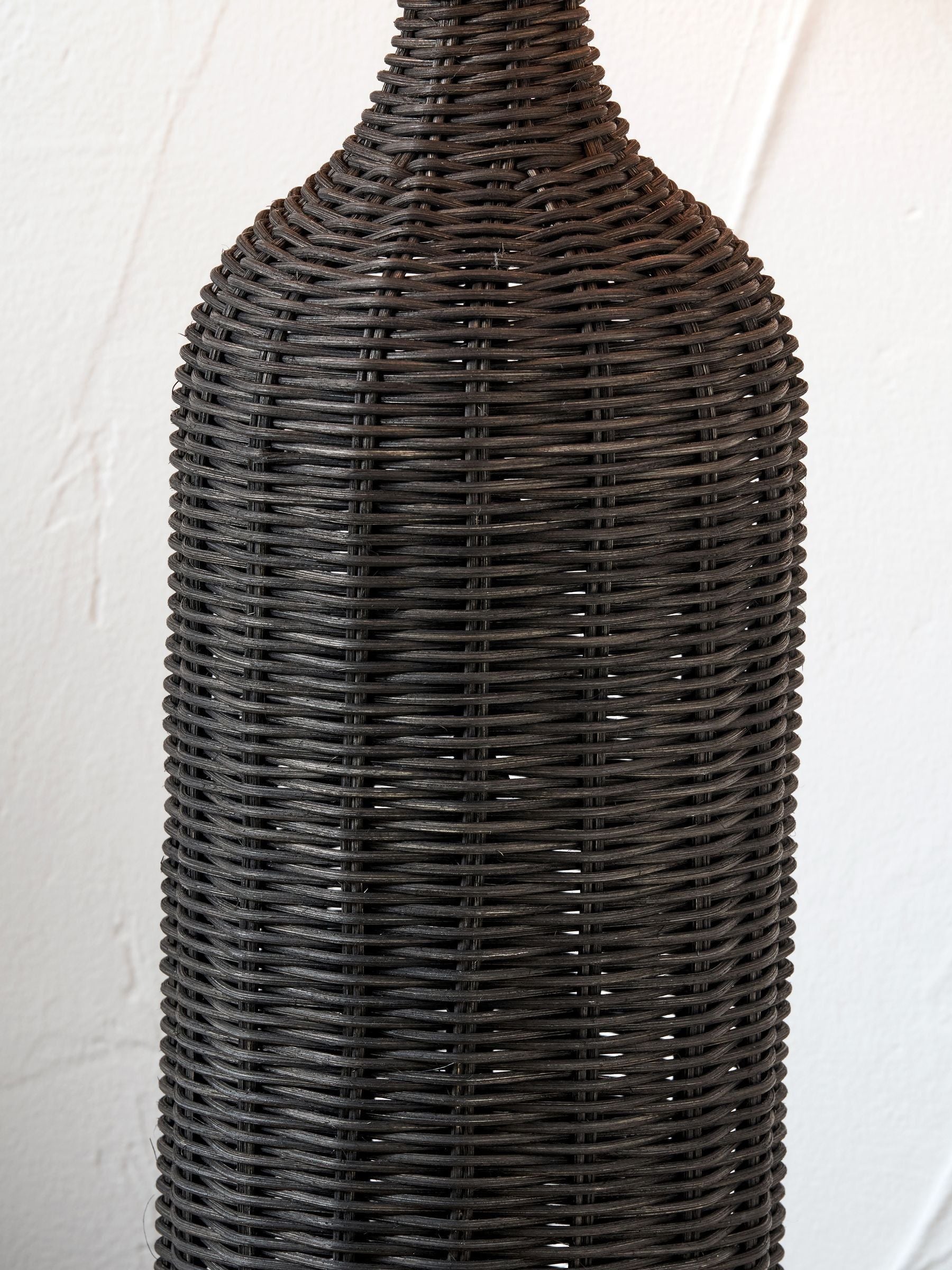 Table lamp dark brown rattan bottle 62cm (British brand)
