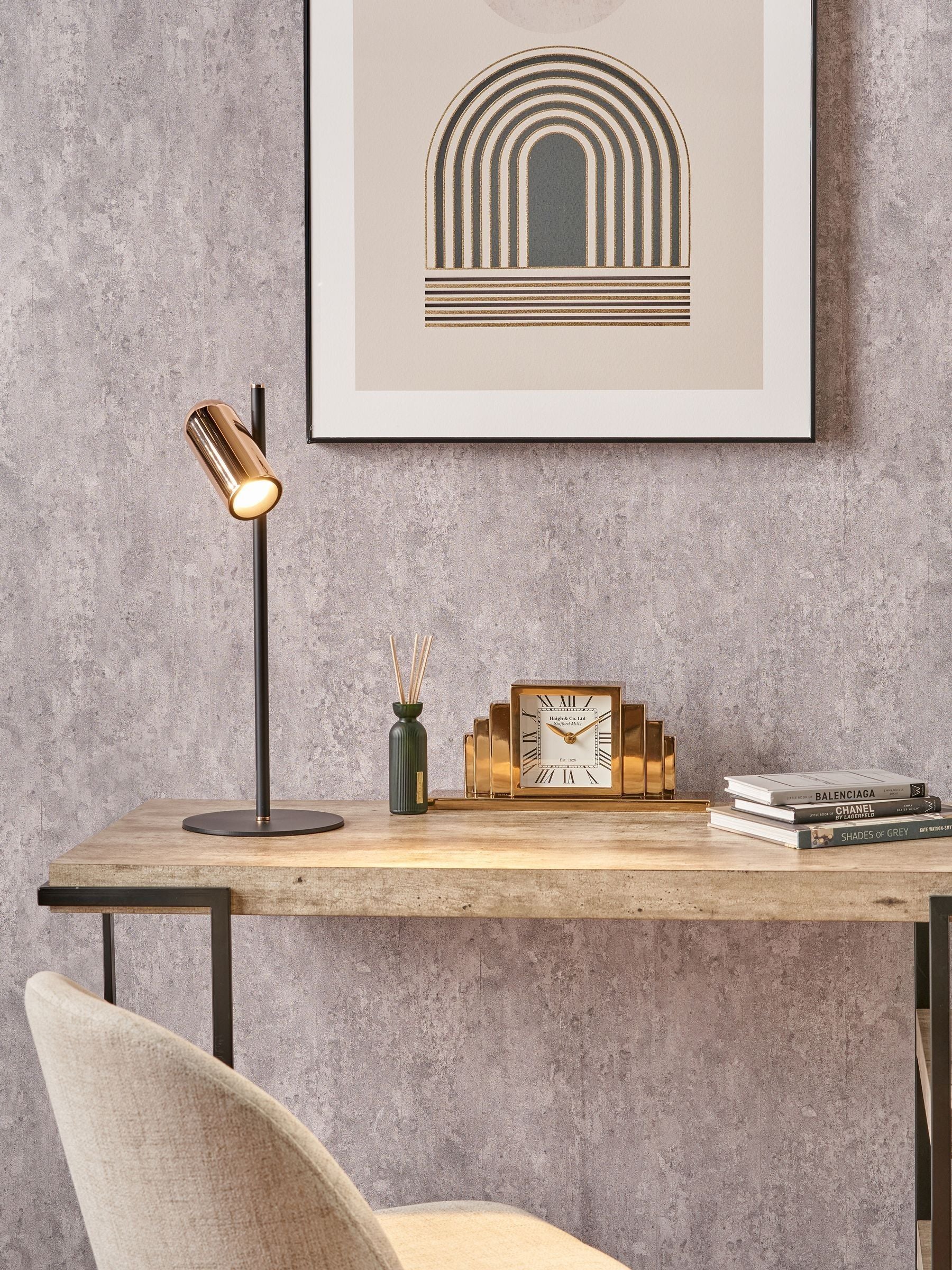 Pacific rose gold metal LED table lamp, imported from the UK