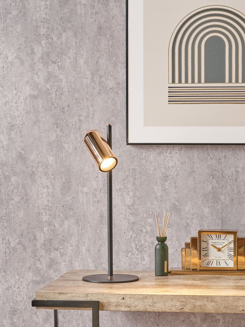 Pacific rose gold metal LED table lamp, imported from the UK