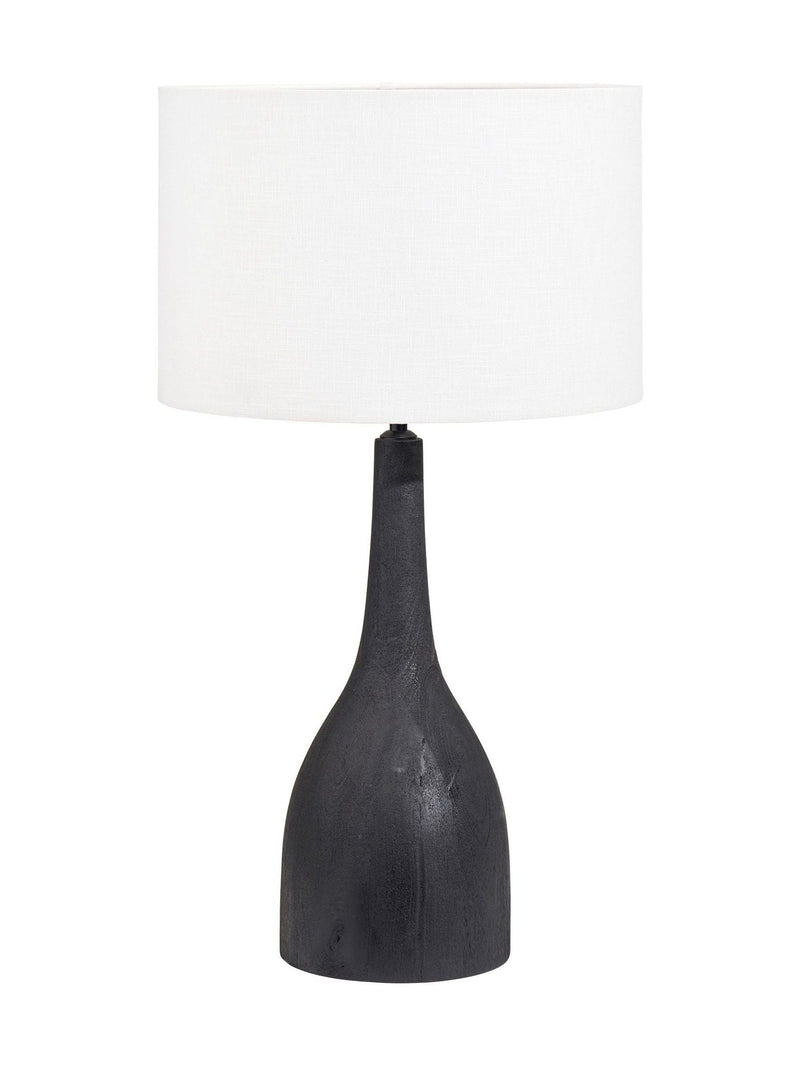 Pacific Black Corella mango wood curved table lamp, UK version