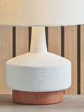 Pacific white wood effect textured ceramic table lamp 43cm, imported from the UK