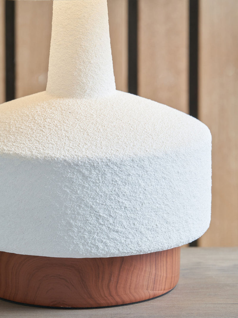 Pacific white wood effect textured ceramic table lamp 43cm, imported from the UK