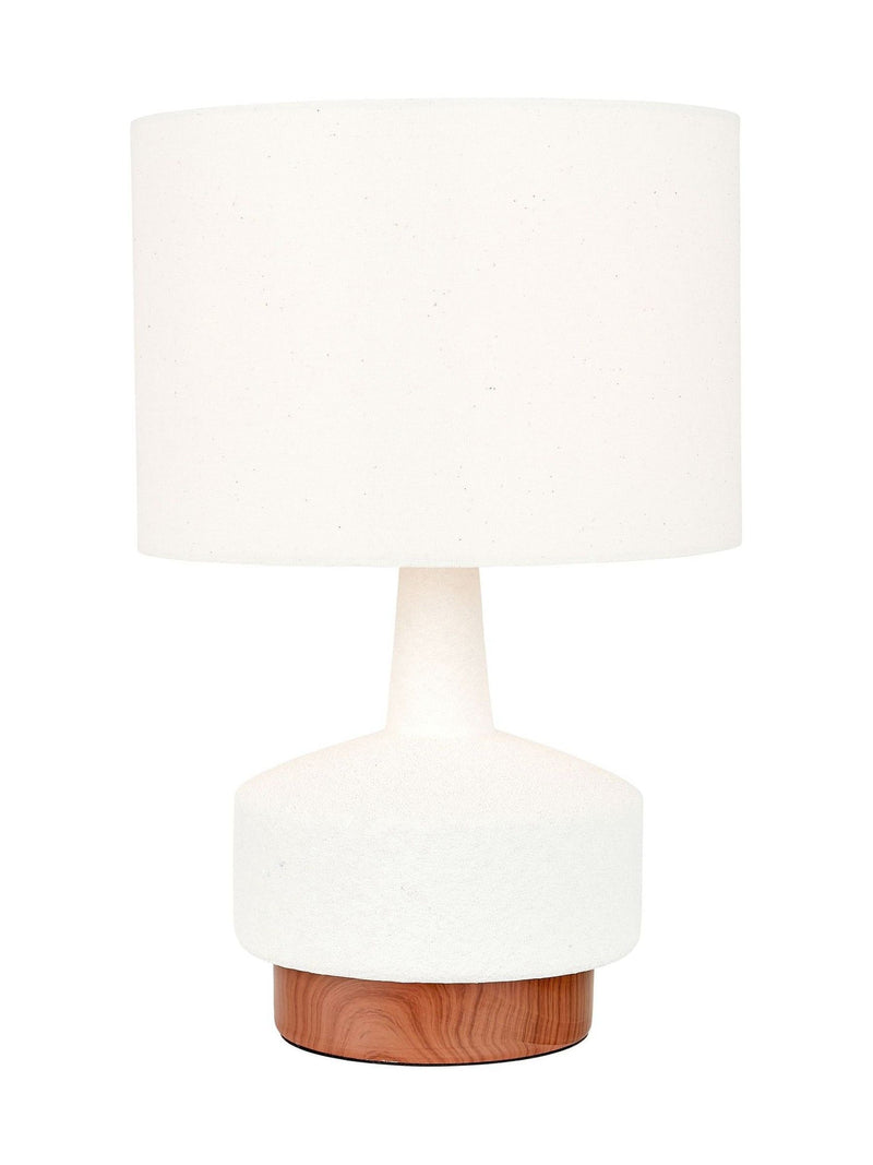 Pacific white wood effect textured ceramic table lamp 43cm, imported from the UK