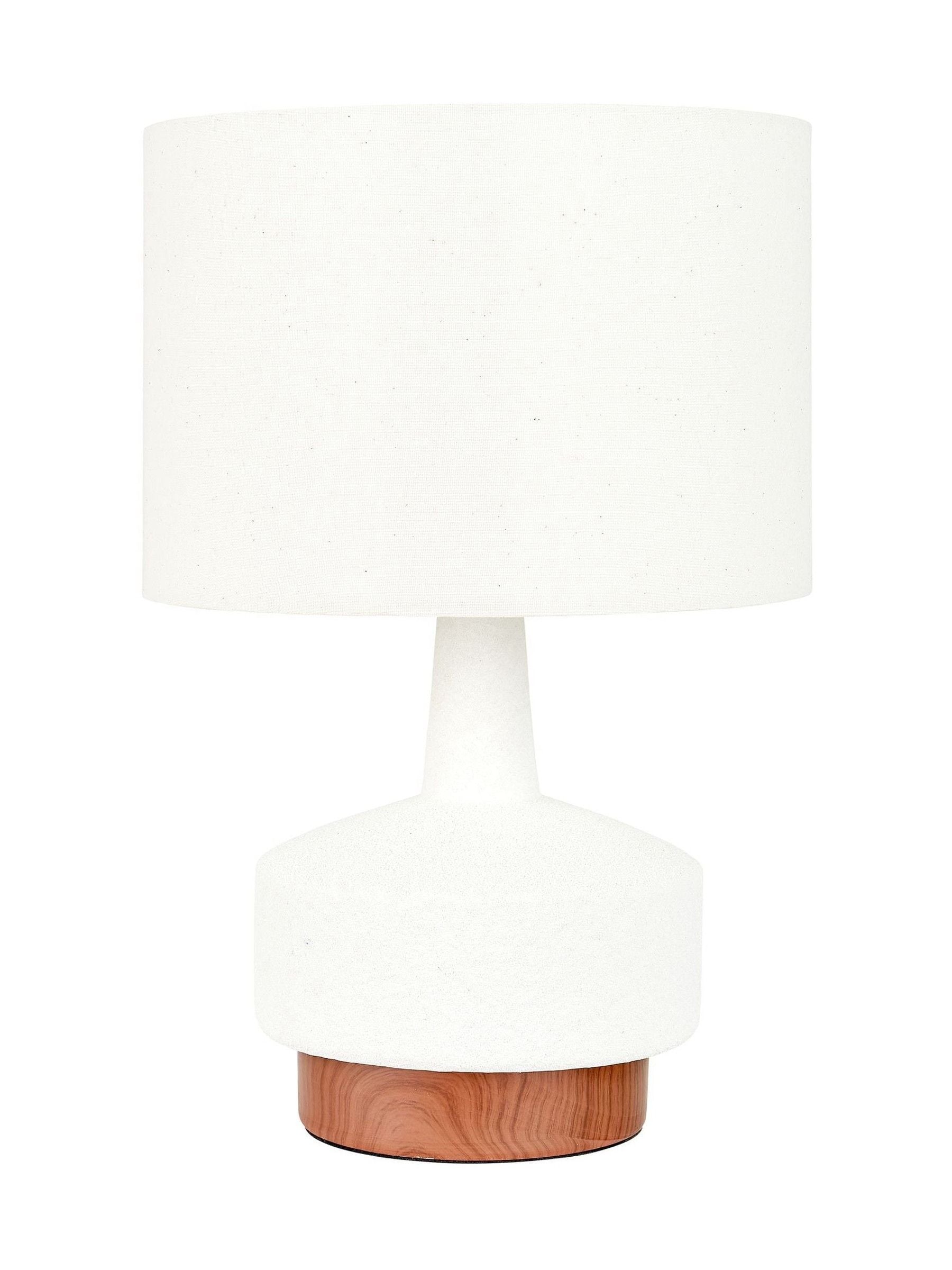 Pacific white wood effect textured ceramic table lamp 43cm, imported from the UK
