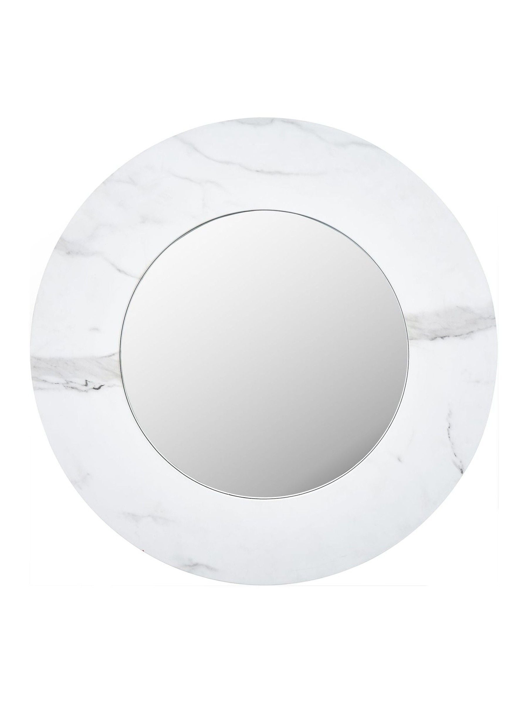 Round Mirror with white marble veneer, 80cm diameter, imported from the UK