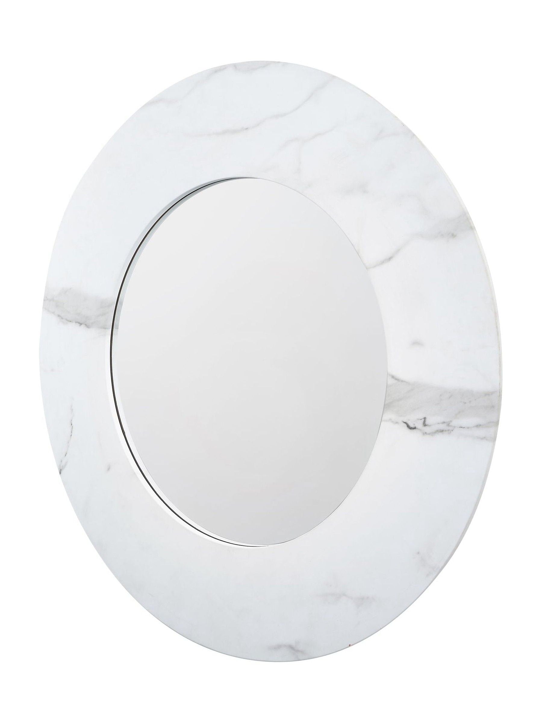 Round Mirror with white marble veneer, 80cm diameter, imported from the UK