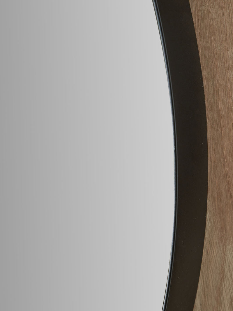 Pacific black metal slim frame oval wall mirror 90x60cm - British product