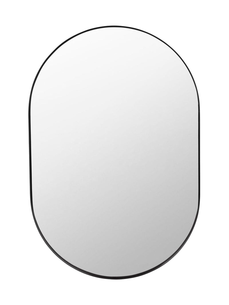 Pacific black metal slim frame oval wall mirror 90x60cm - British product