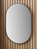 Pacific black metal slim frame oval wall mirror 90x60cm - British product
