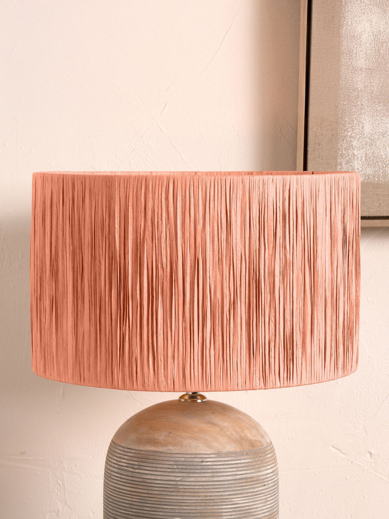 Pacific Apricot Tilia raffia cylinder ceiling light, imported from the UK