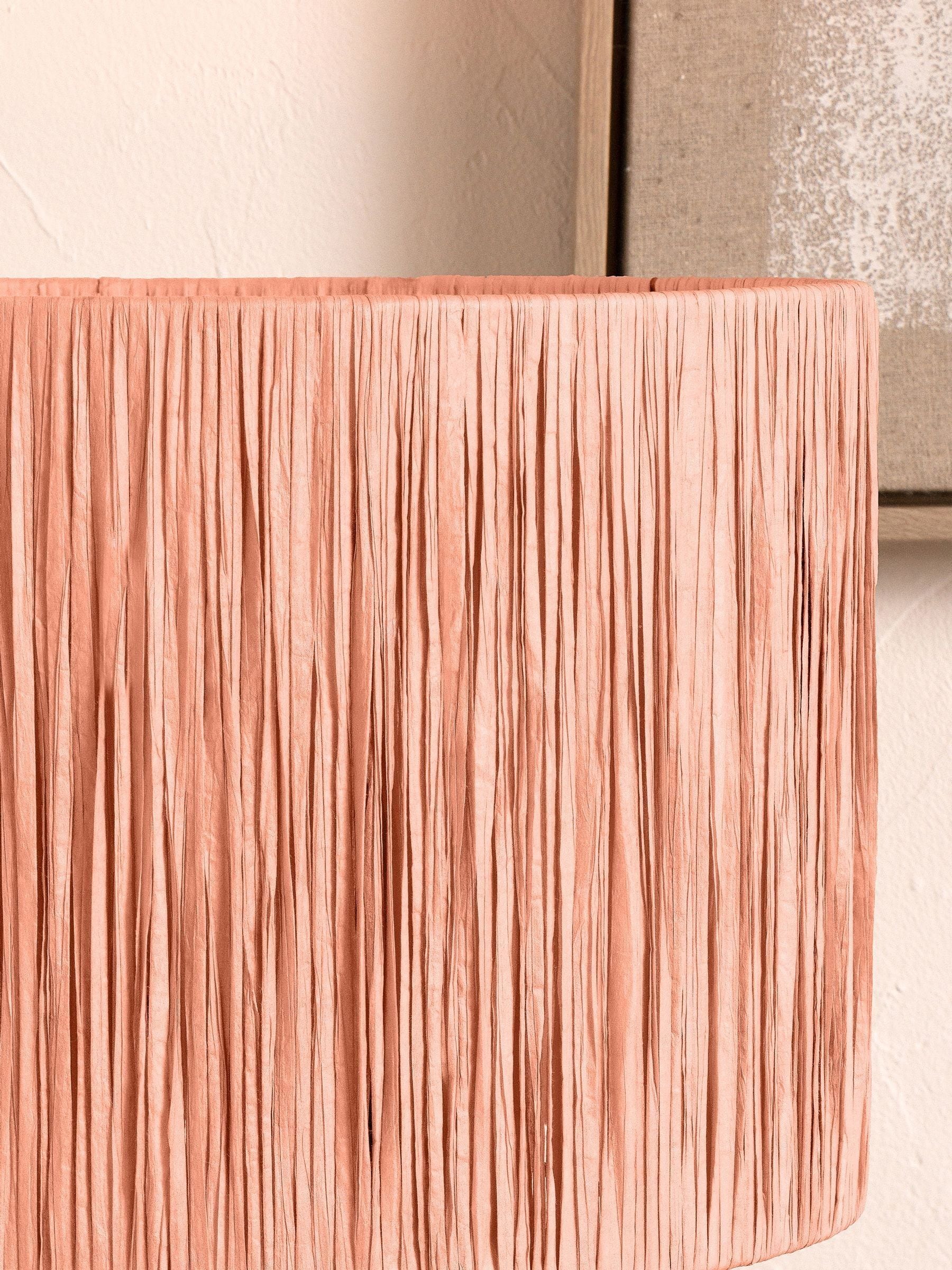 Pacific Apricot Tilia raffia cylinder ceiling light, imported from the UK