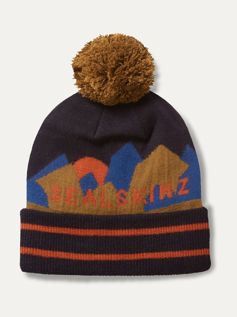 Sealskinz blue merino waterproof bobble hat (British brand)