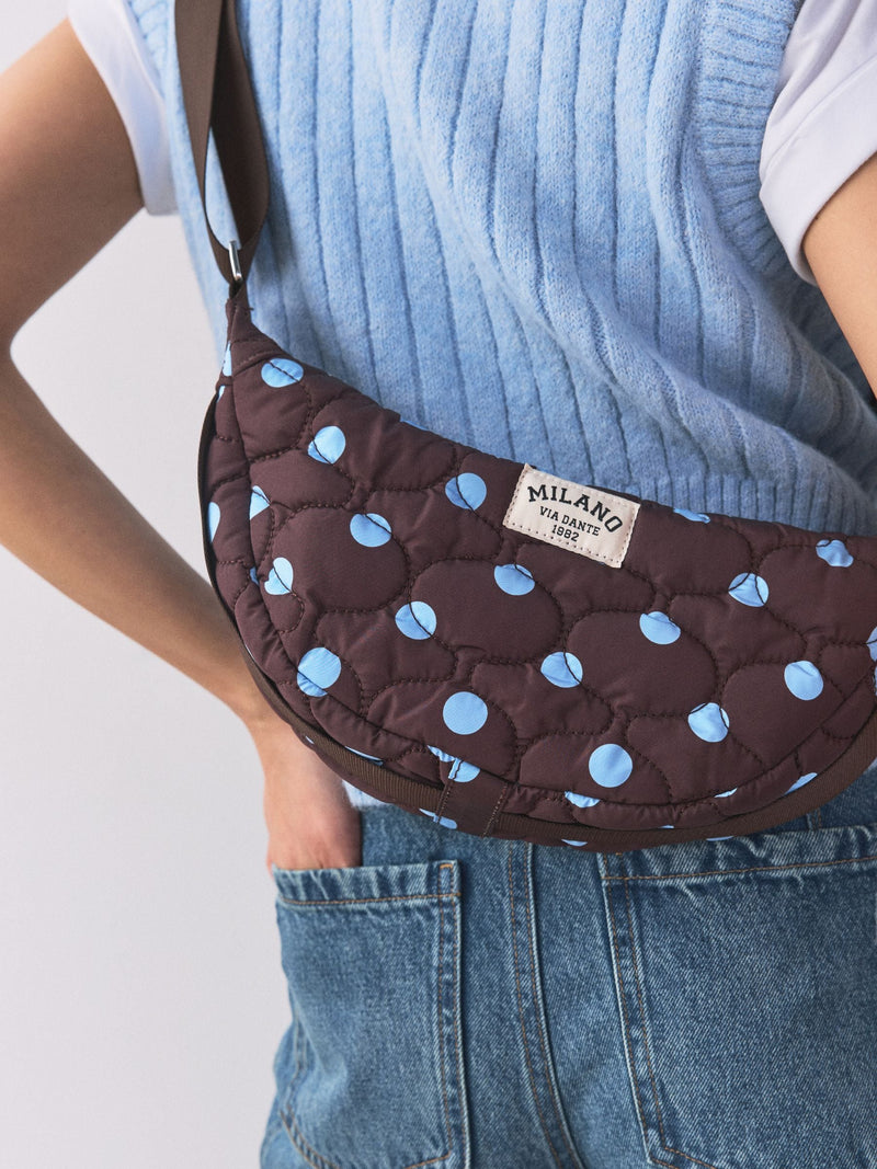 Blue/Brown Polka Dot Sling Bag