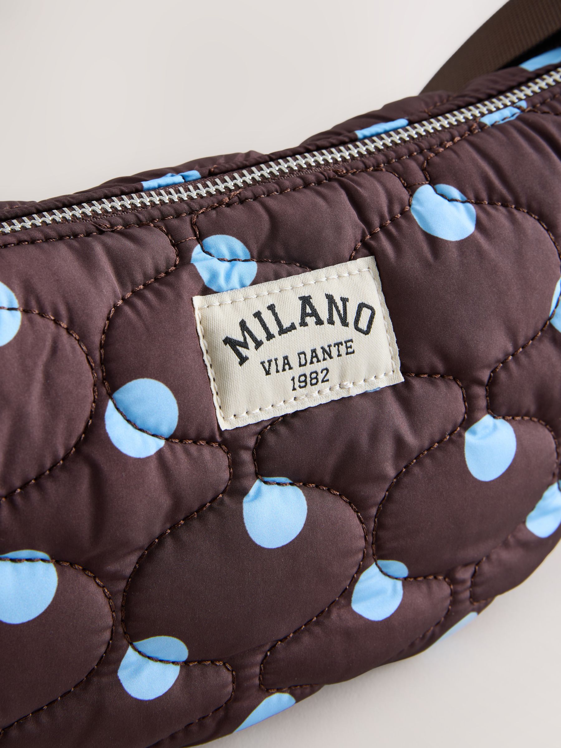Blue/Brown Polka Dot Sling Bag