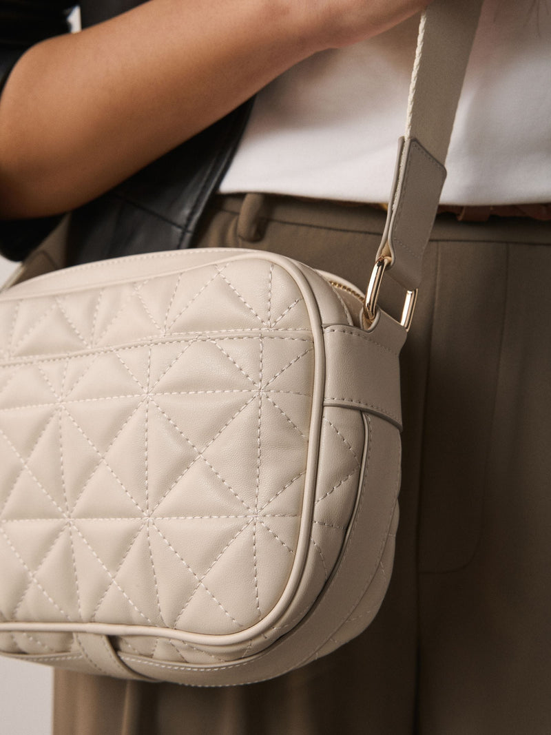 Bone quilted camera bag with adjustable strap (British brand)