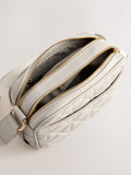 Bone quilted camera bag with adjustable strap (British brand)