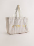 Neutral stripe cotton shopper bag, UK version