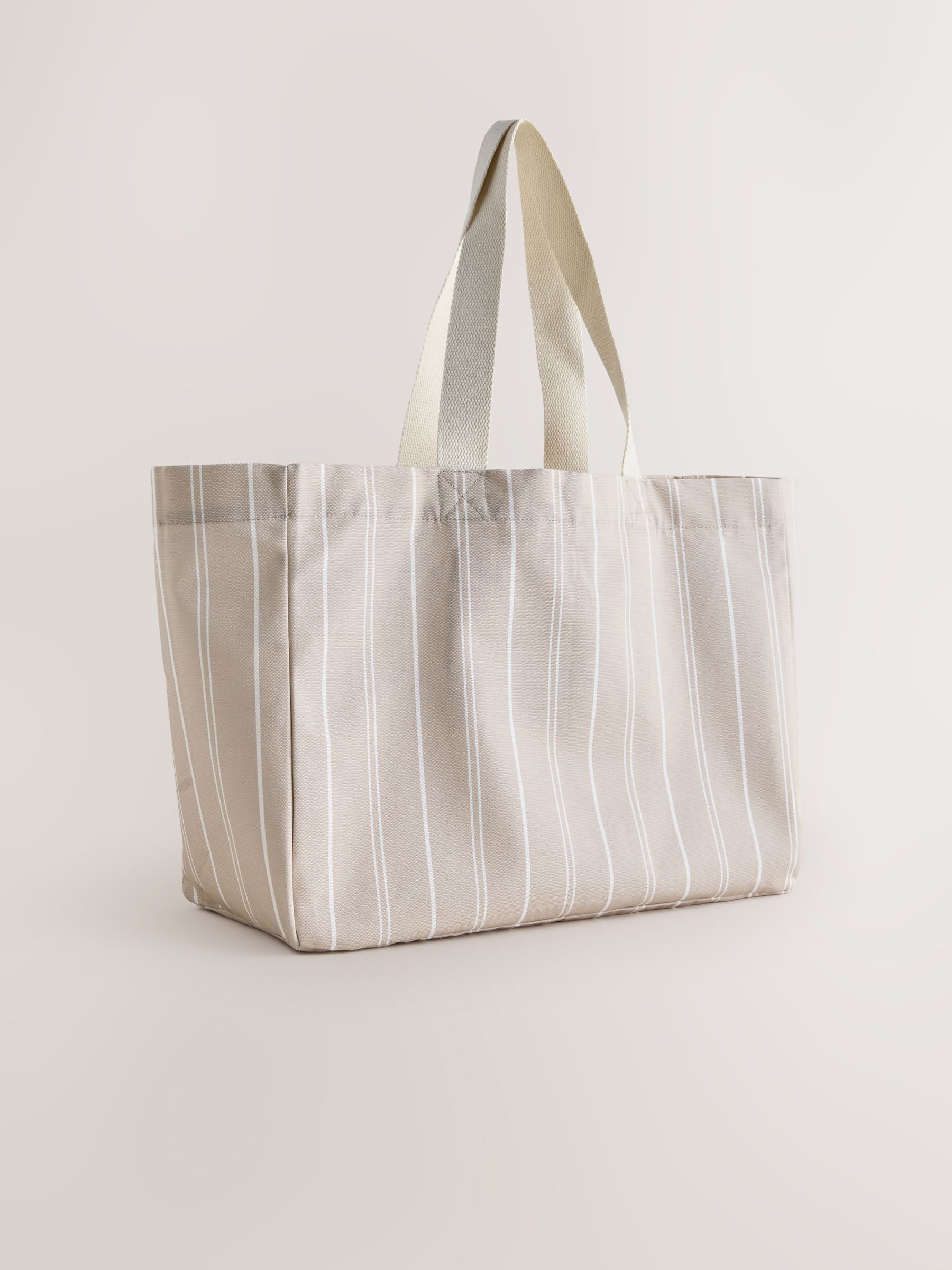 Neutral stripe cotton shopper bag, UK version