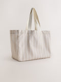 Neutral stripe cotton shopper bag, UK version