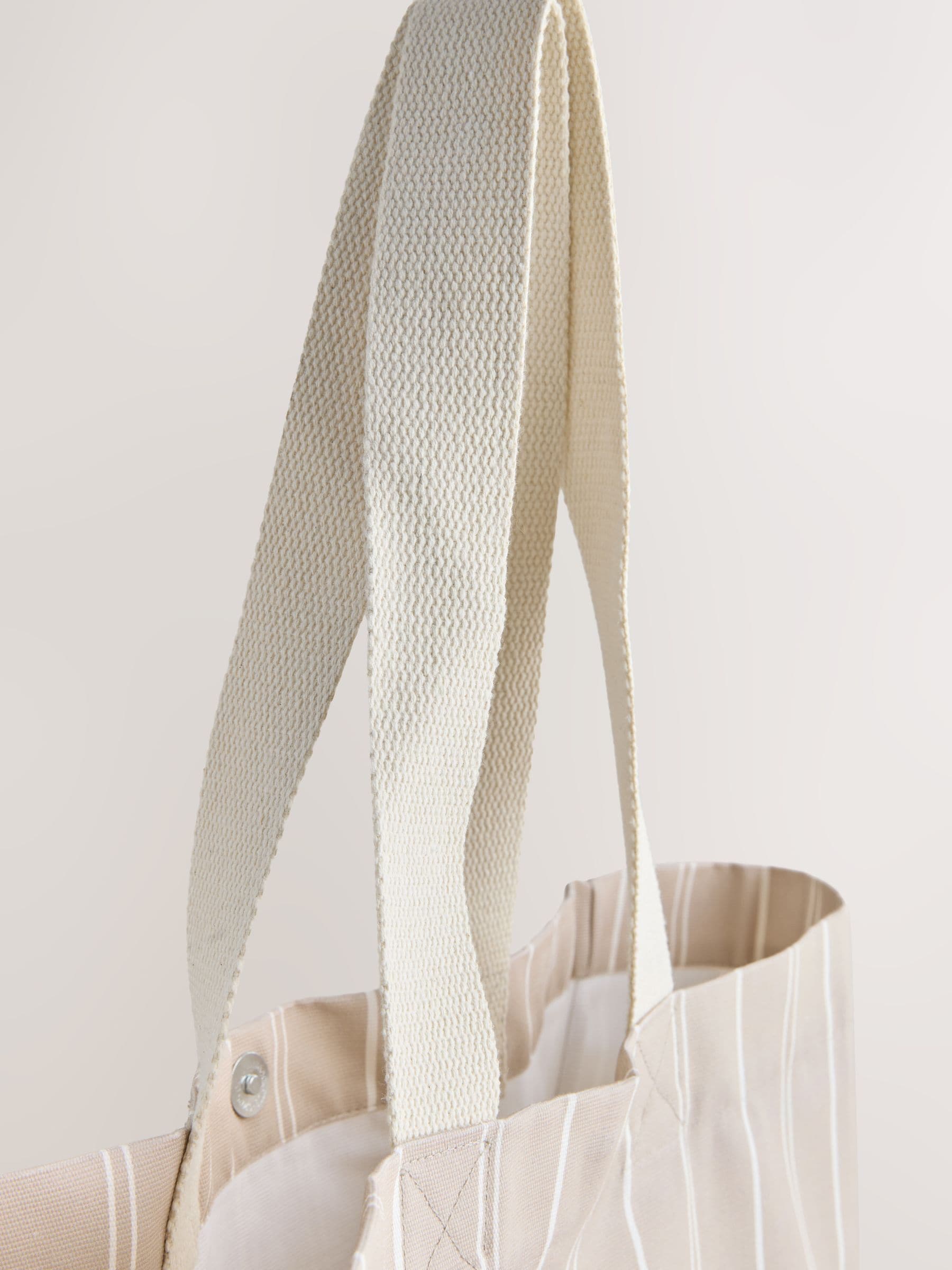 Neutral stripe cotton shopper bag, UK version