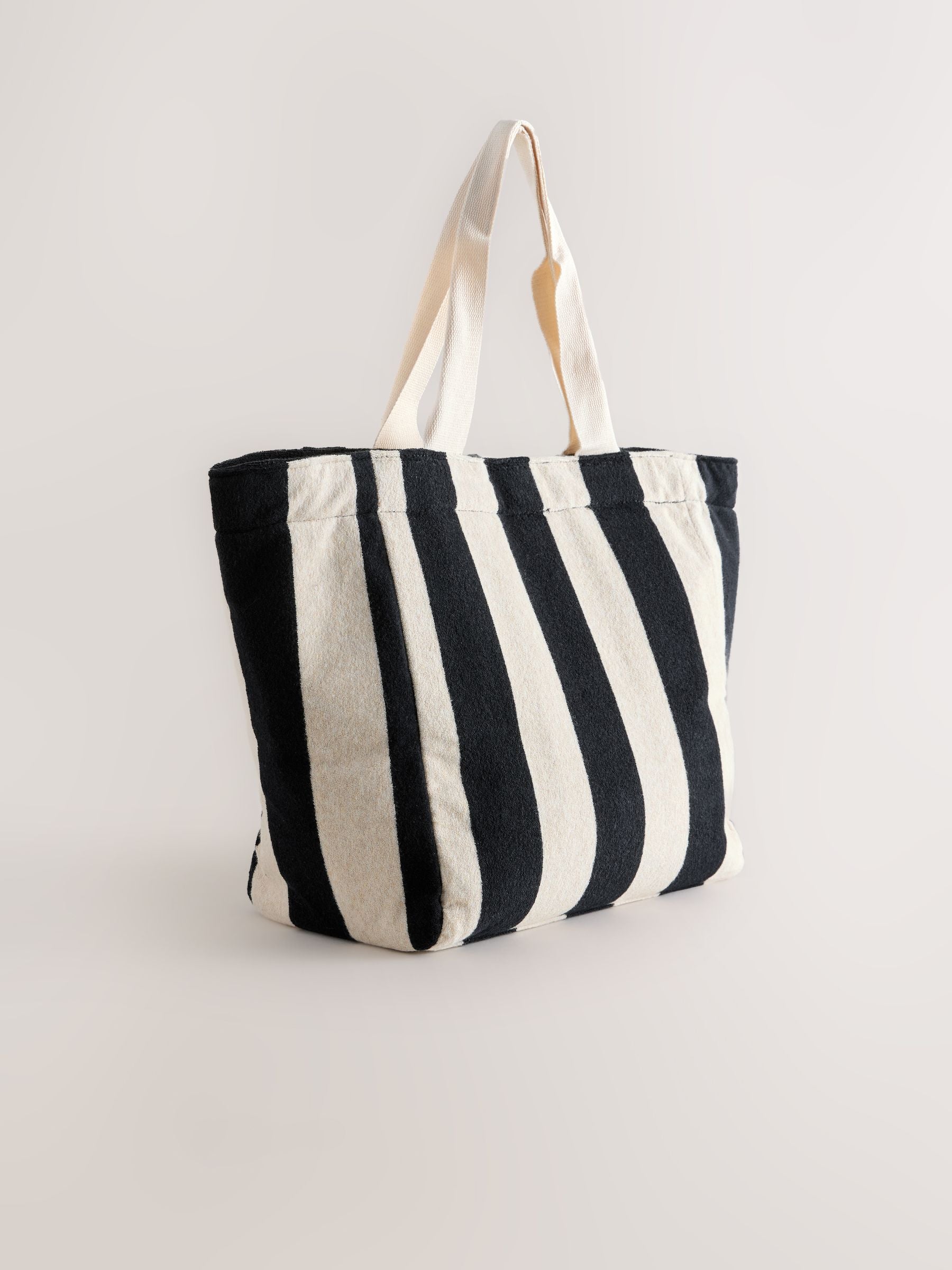 self. towelling shoulder tote bag black white (British brand)
