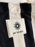 self. towelling shoulder tote bag black white (British brand)