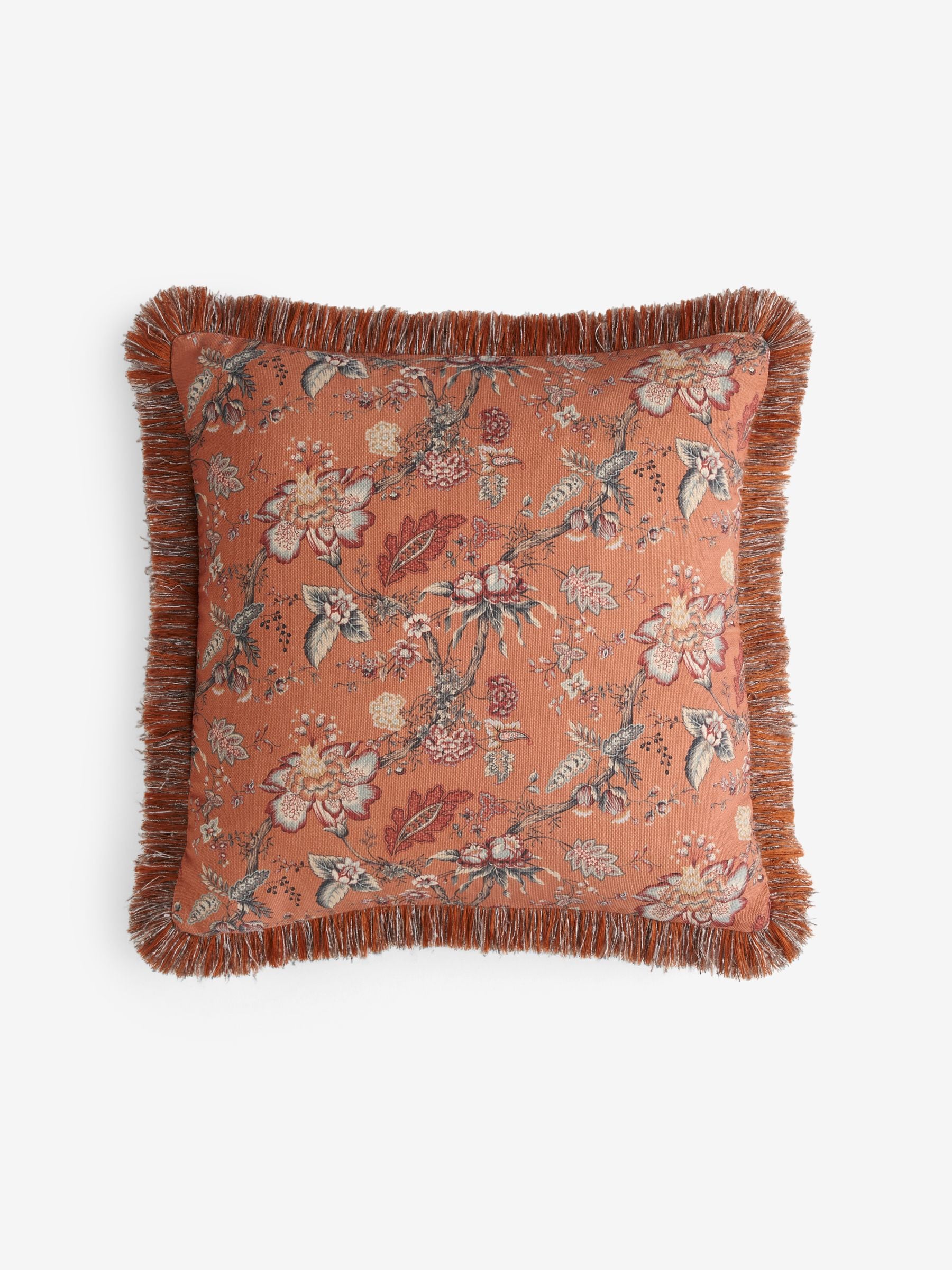 Orange reversible floral cushion 50cm - British product