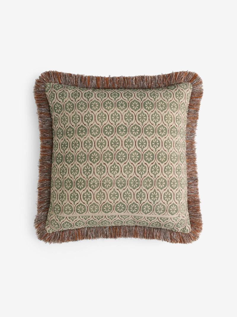 Orange reversible floral cushion 50cm - British product