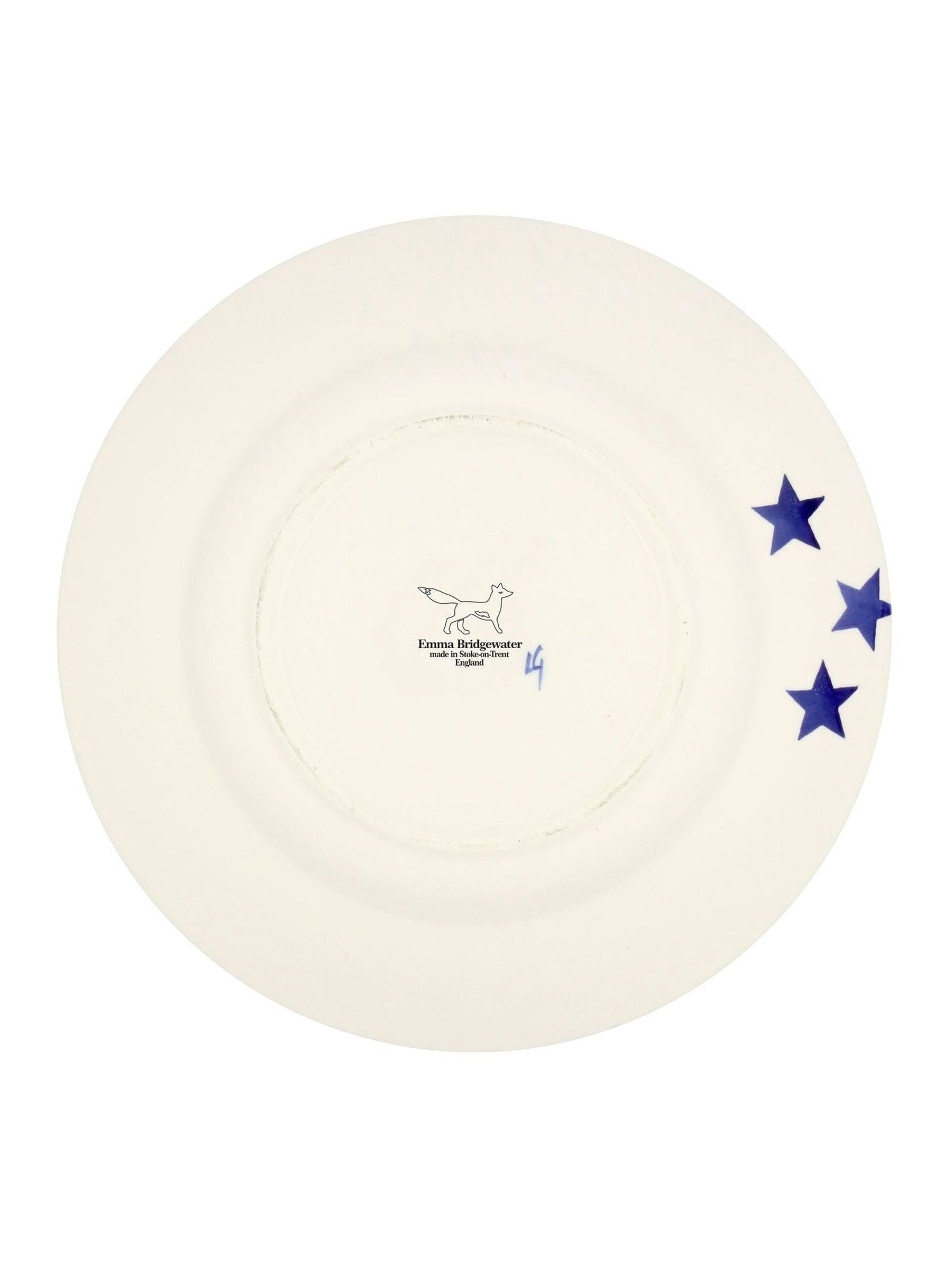 Emma Bridgewater Cream Blue Star dinner plate 10.5 inch, UK version