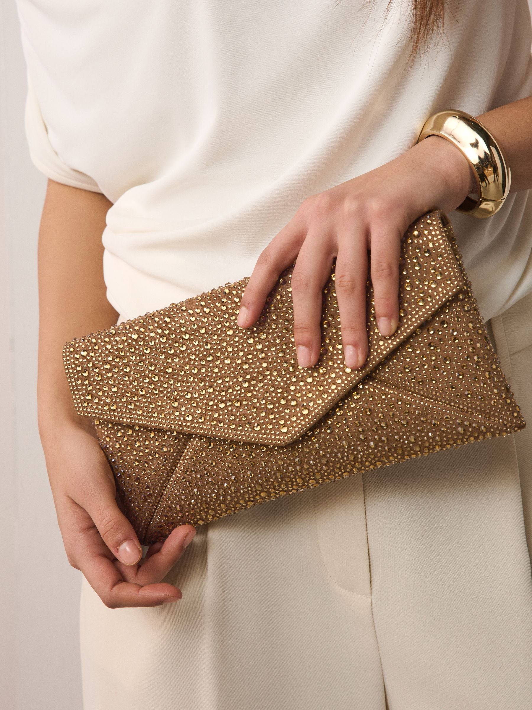 Bronze sparkle clutch bag - British brand