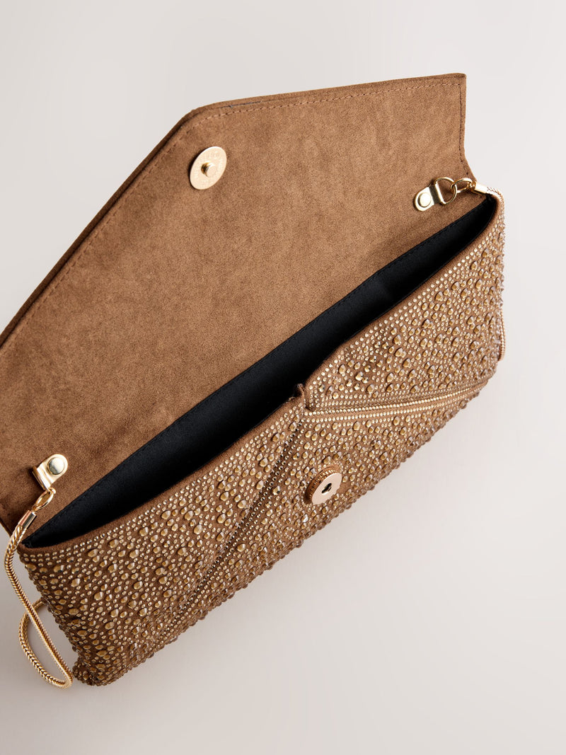 Bronze sparkle clutch bag - British brand