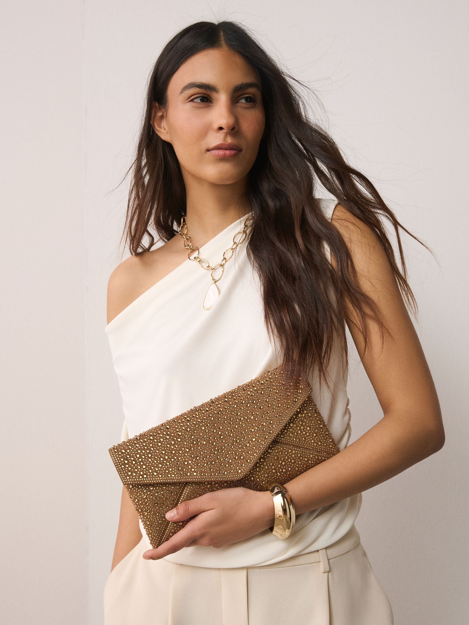 Bronze sparkle clutch bag - British brand