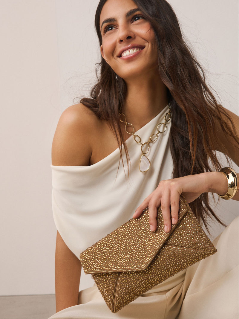 Bronze sparkle clutch bag - British brand
