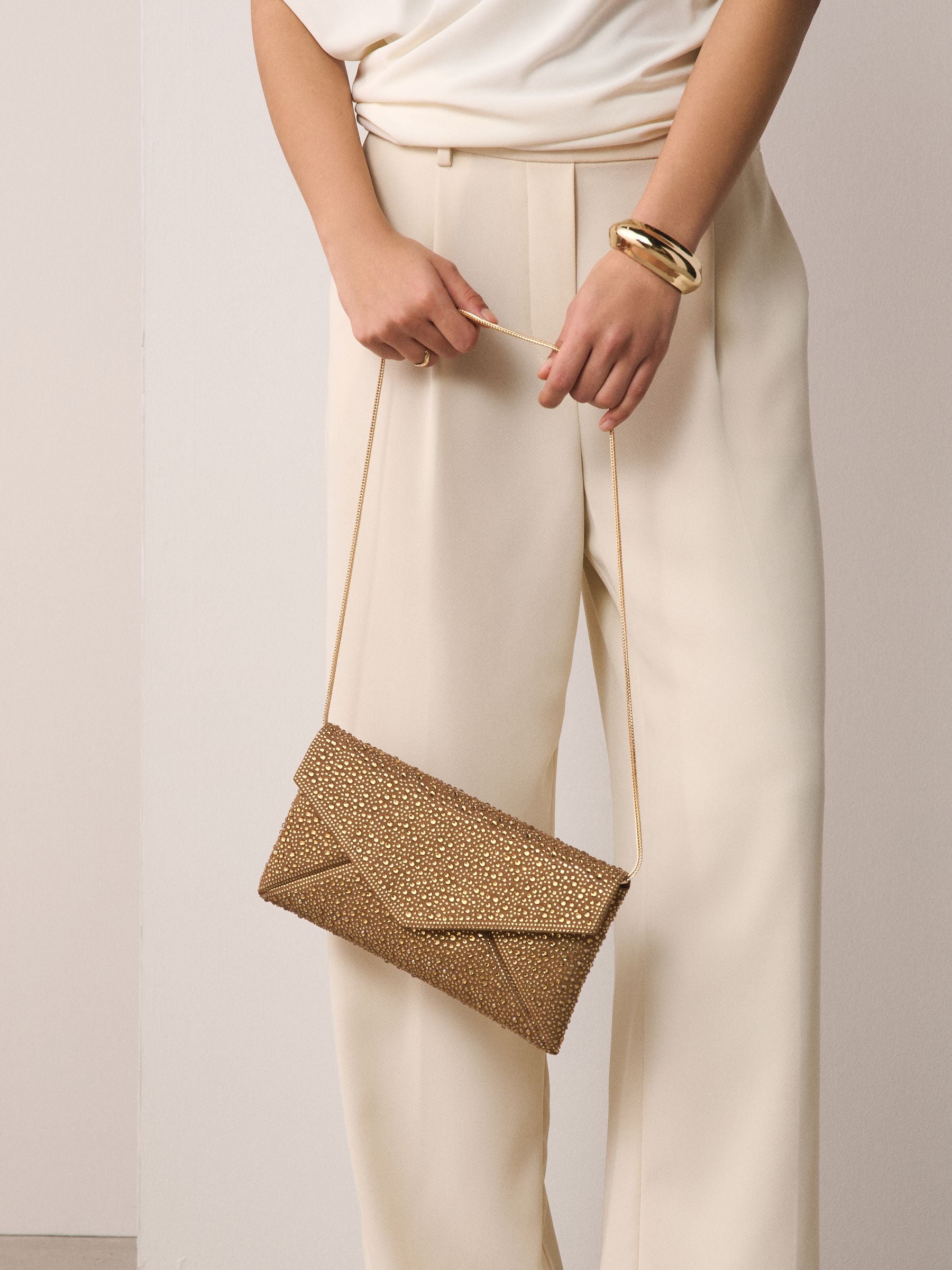 Bronze sparkle clutch bag - British brand
