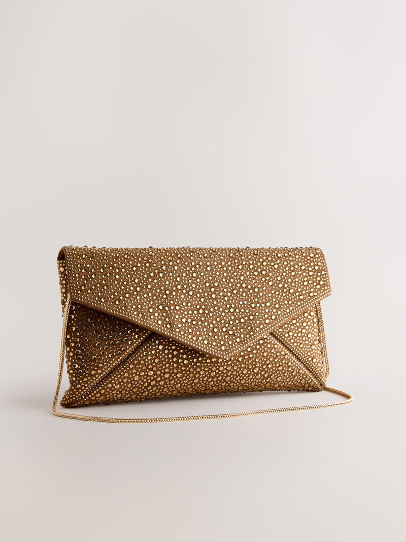 Bronze sparkle clutch bag - British brand