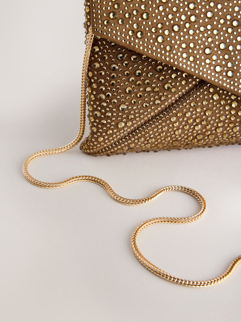 Bronze sparkle clutch bag - British brand