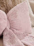 Just Pink 3D faux fur bow cushion 30x40cm (British brand)