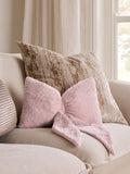 Just Pink 3D faux fur bow cushion 30x40cm (British brand)