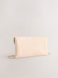 Nude clutch bag crossbody with chain strap, recycled polyester - British product