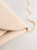 Nude clutch bag crossbody with chain strap, recycled polyester - British product