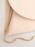 Nude clutch bag crossbody with chain strap, recycled polyester - British product